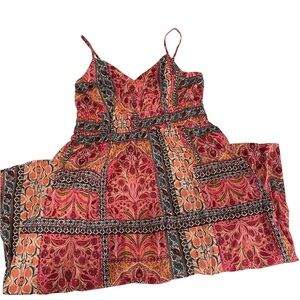Old Navy Pink and Orange Paisley Midi  Dress large